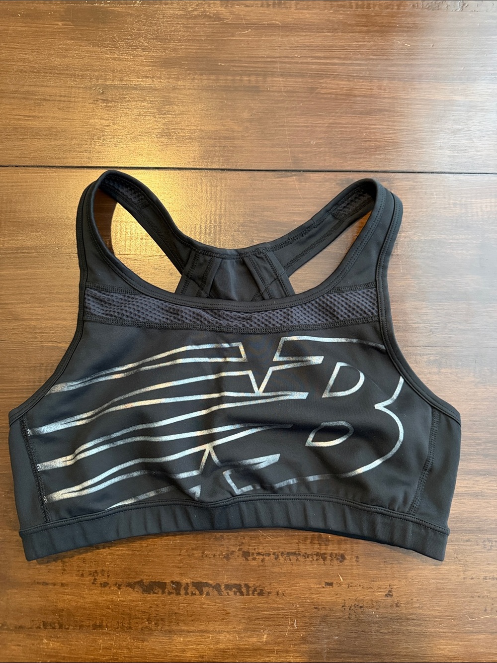 New Balance Black High-Impact Racerback Sports Bra with Silver Logo 8